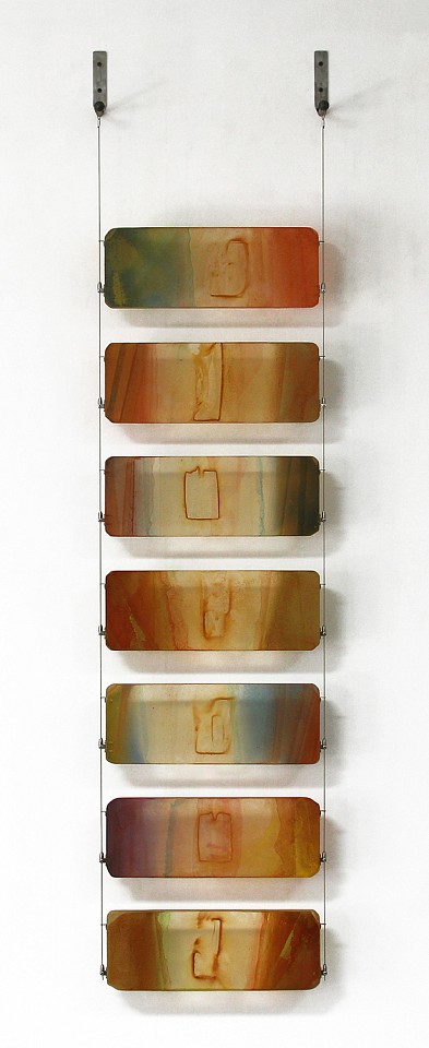 Carrie McGee, Desert
Oxidized metal, acrylic & metal leaf on acrylic panels, 72 x 17 x 4 in.