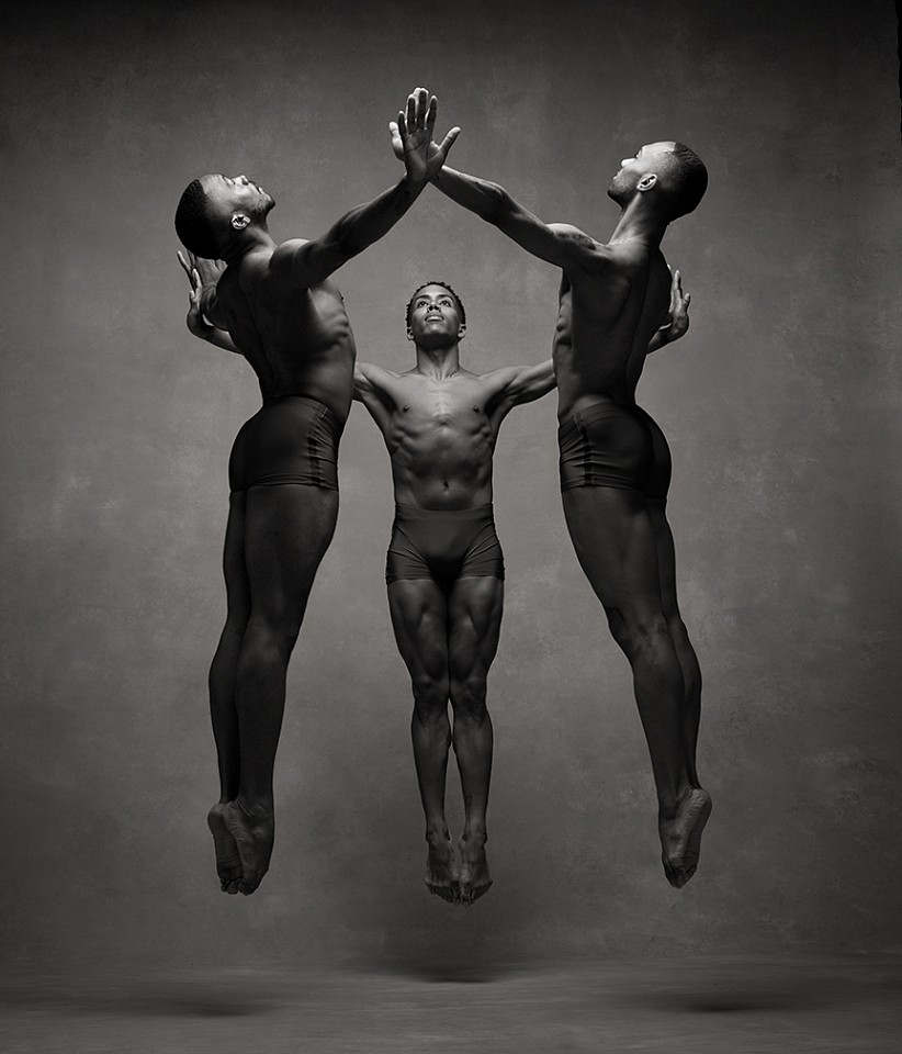 Ken Browar & Deborah Ory, Alvin Ailey Dancers 
Dye sublimation print on aluminum, 50 x 42 in.
Michael Jackson Jr, Daniel Harder and Sean Carmon