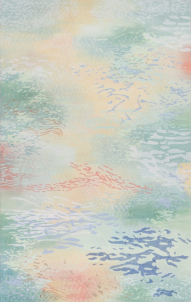 Laura Fayer, Sky River (Sold)
Acrylic & Japanese paper on canvas, 66 x 42 in.