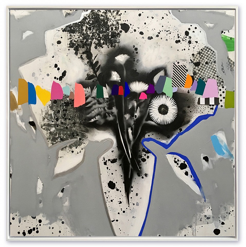 Emily Filler, Black & White Bouquet (splatter) - Sold
Collage, acrylic & silkscreen on canvas, 48 x 48 in.