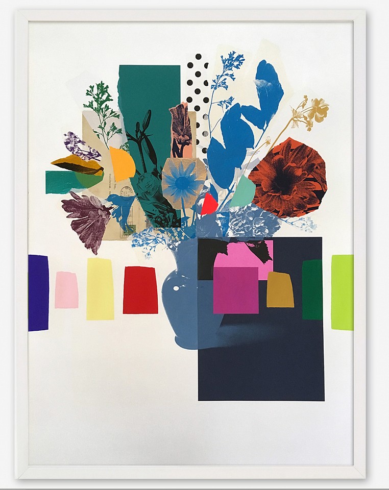 Emily Filler, Paper Bouquet (orange flower, blue leaves) - Sold
Silkscreen, collage & gouache on paper, 31 x 23 in.
