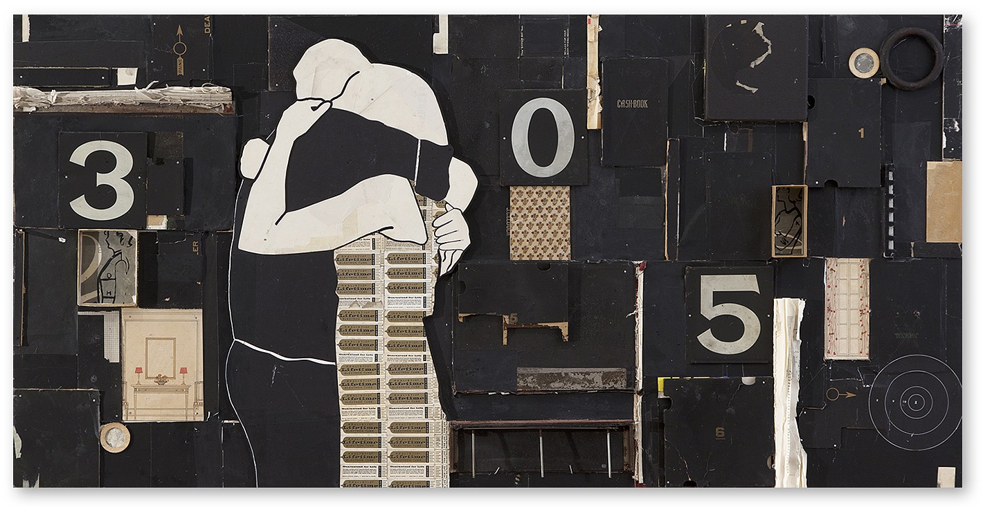 Jane Maxwell, The Hug (SOLD)
Mixed media, found objects on wood panel, 30 x 60 x 2 1/2 in.