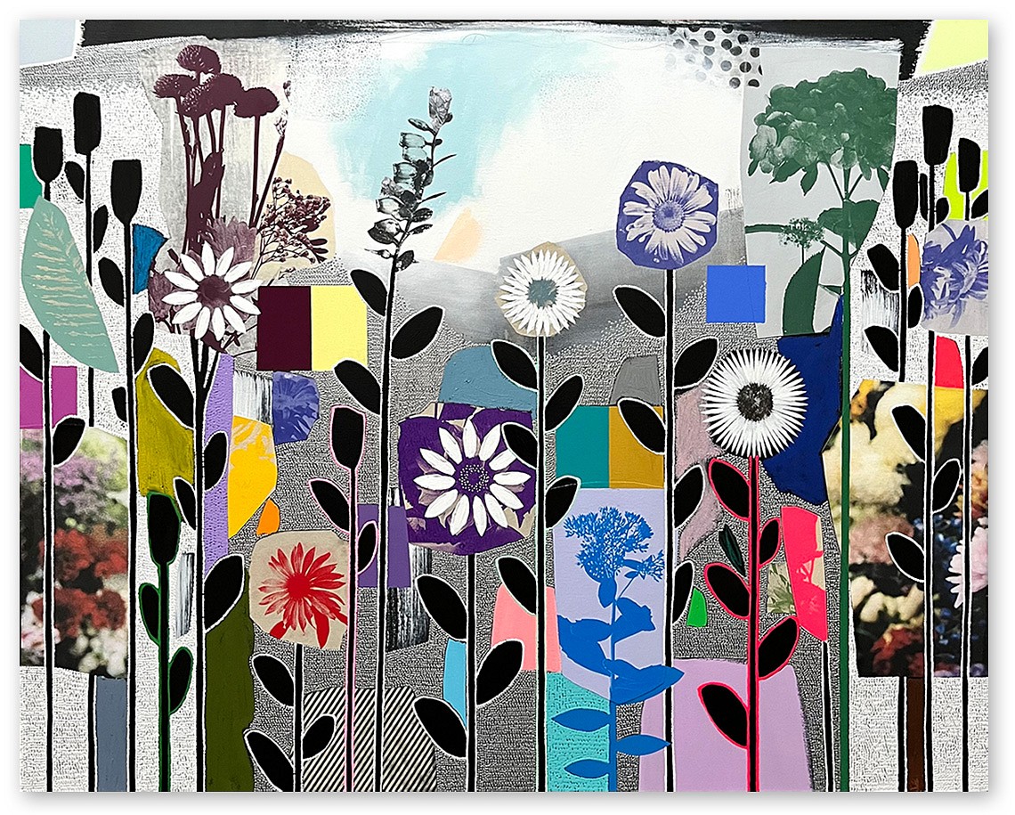 Emily Filler, Dreamscape - Garden Wildflowers (Sold)
Collage, acrylic & mixed media on canvas, 48 x 60 in.