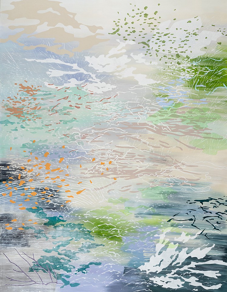Laura Fayer, Infinite Island (Sold)
Acrylic & Japanese paper on canvas, 62 x 48 in.
