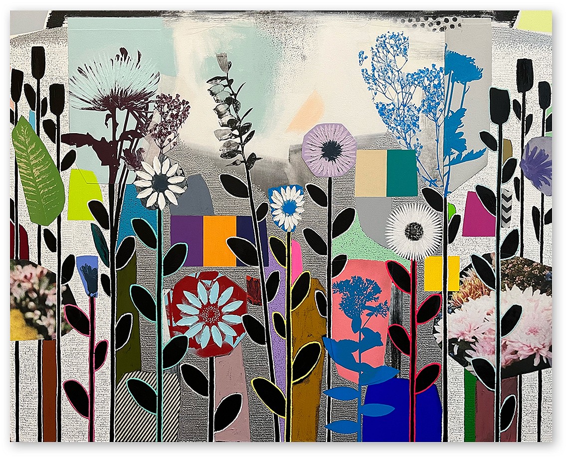 Emily Filler, Dreamscape (in rainbows) Sold
Collage, acrylic & mixed media on canvas, 48 x 60 in.