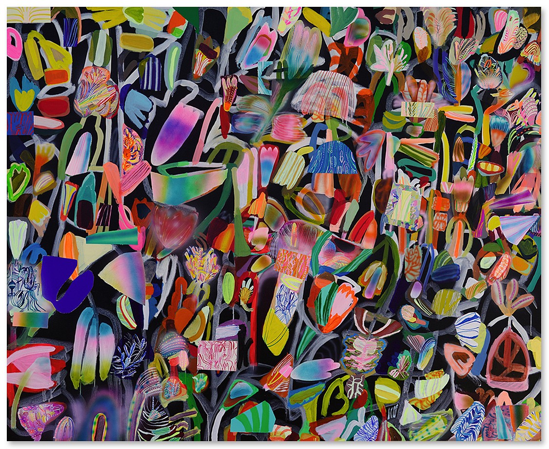 Sarah Giannobile, Cecropia Moth "Garden"
Acrylic and aerosol on canvas, 60 x 72 in.
