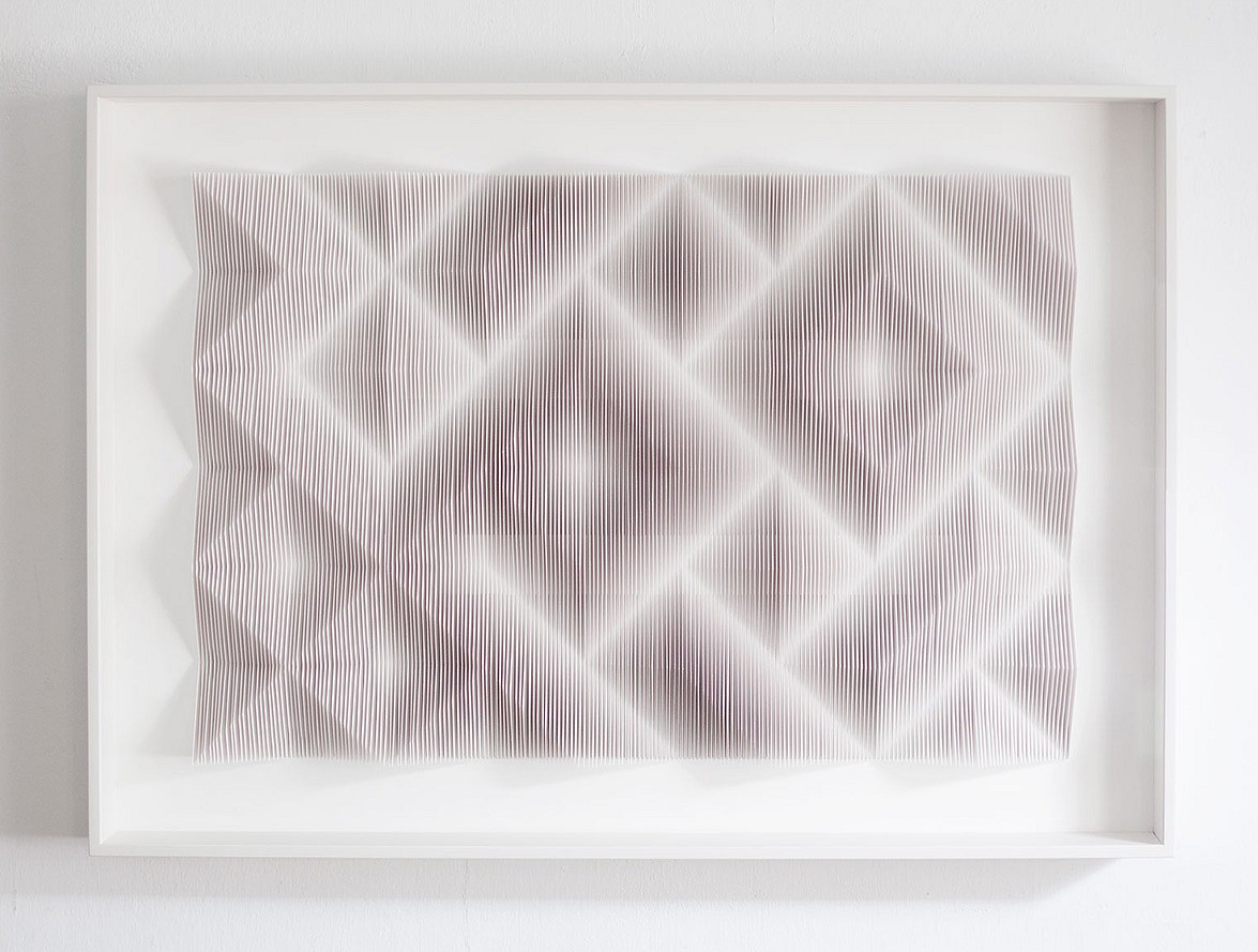 Anna Kruhelska, In Between 3 (On hold)
Hand-folded archival paper, 28 x 40", (art may be oriented horizontally or vertically) Framed with non-reflective glass
