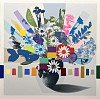 Emily Filler Vintage Bouquet red flower blue leaves 60x60