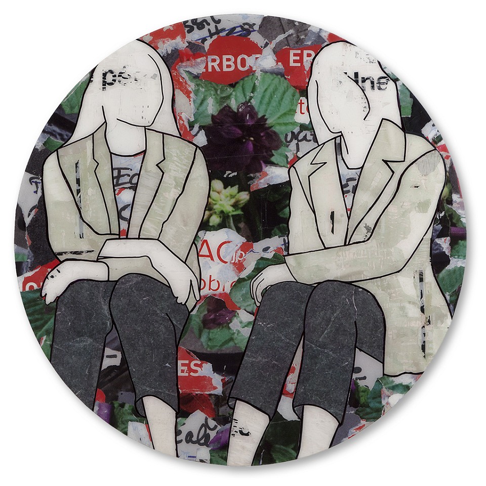 Jane Maxwell, Girlfriends
Collage on panel with resin, 47 inches round