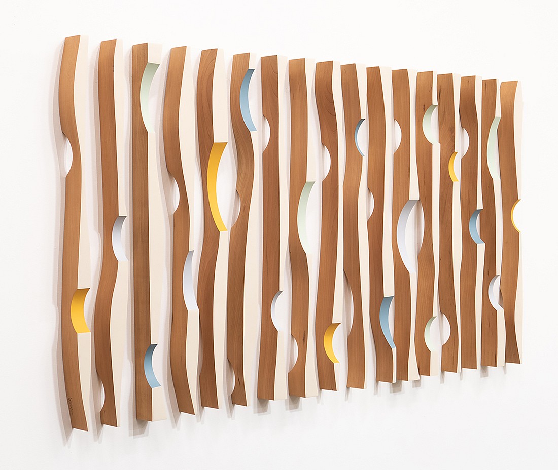Pascal Pierme, Happy Day 2
Painted cherry, 26 1/2 x 51 in.