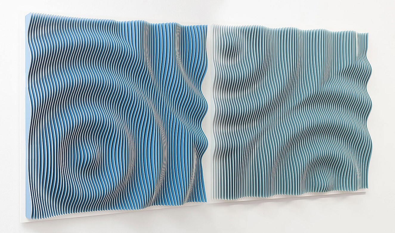Anna Kruhelska, Parallel Perspectives 21 & 22
Mixed media on panel, 35 1/2 x 71 in.
